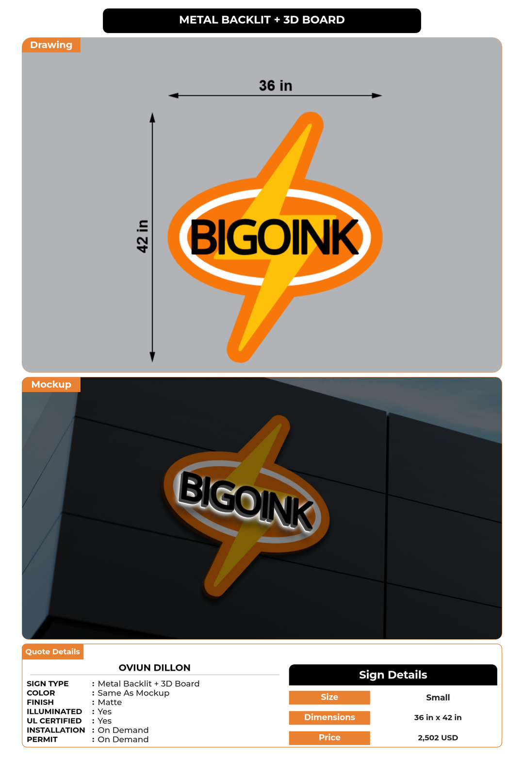 CUSTOM MOCKUP SIGN FOR Oviun Dillon
