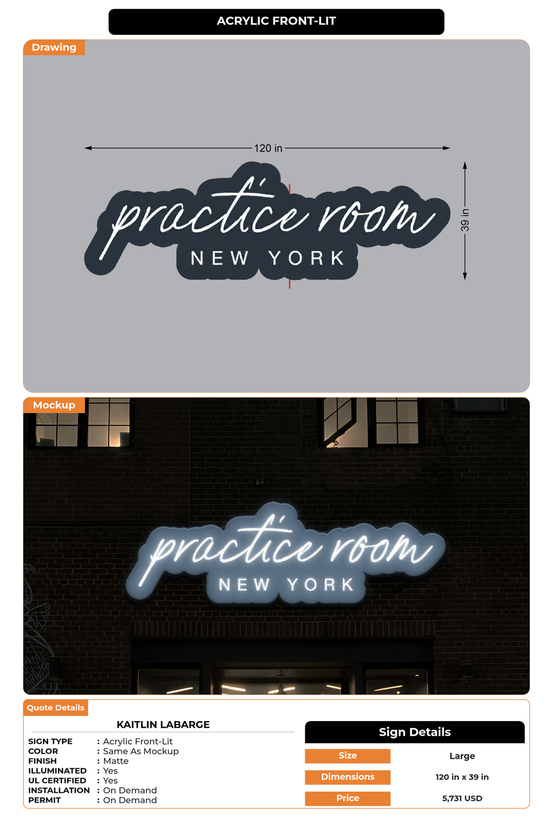 CUSTOM MOCKUP SIGN FOR Kaitlin LaBarge