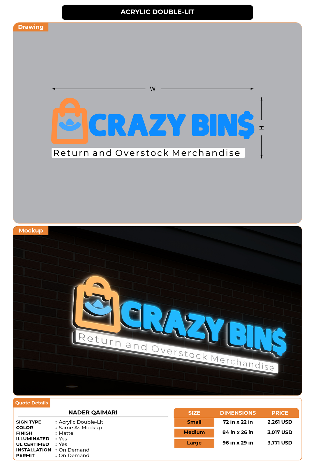 CUSTOM MOCKUP SIGN FOR Nader Qaimari
