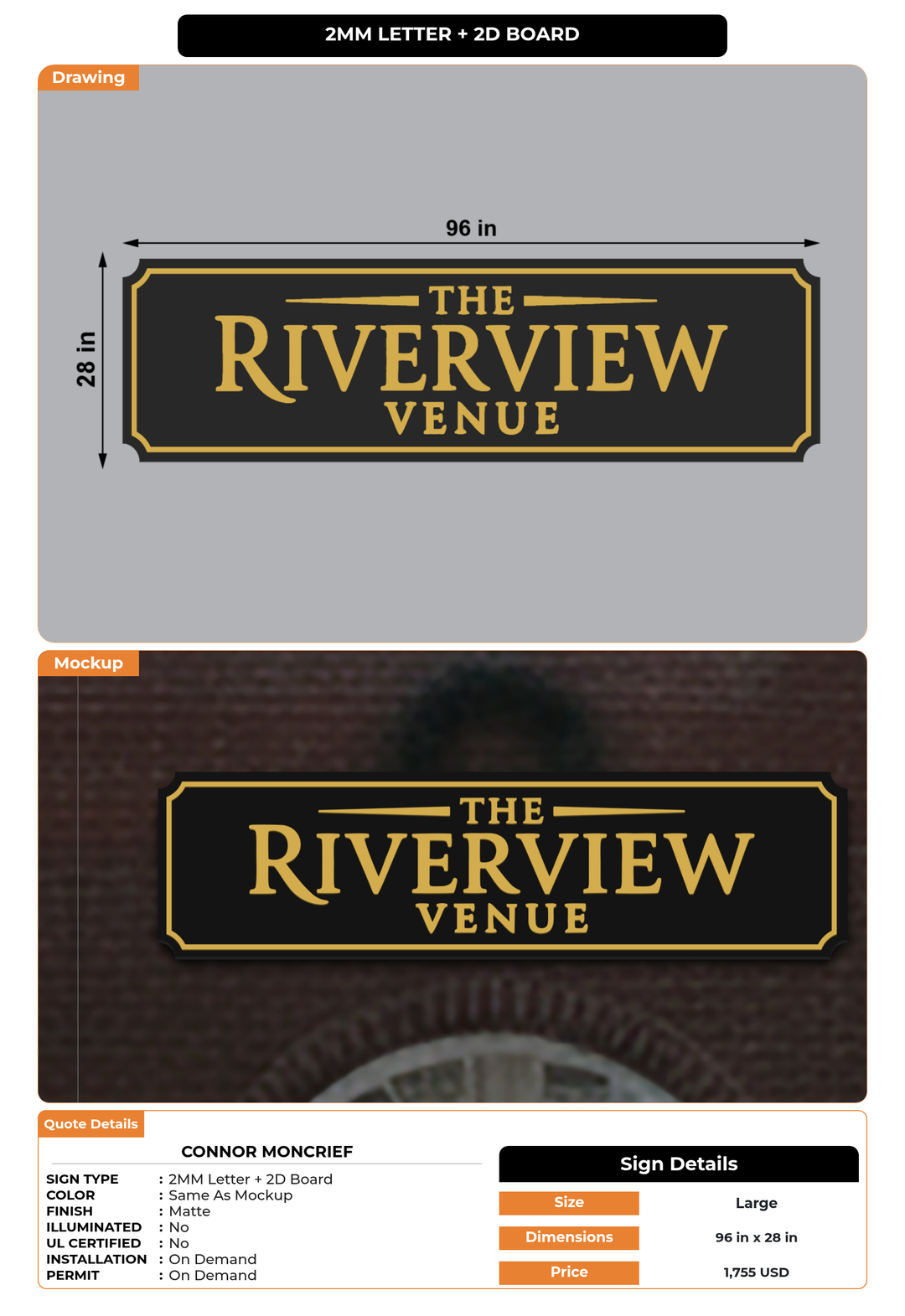 CUSTOM MOCKUP SIGN FOR Connor Moncrief