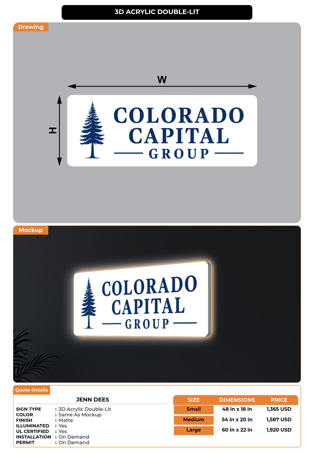 CUSTOM MOCKUP SIGN FOR Jenn Dees
