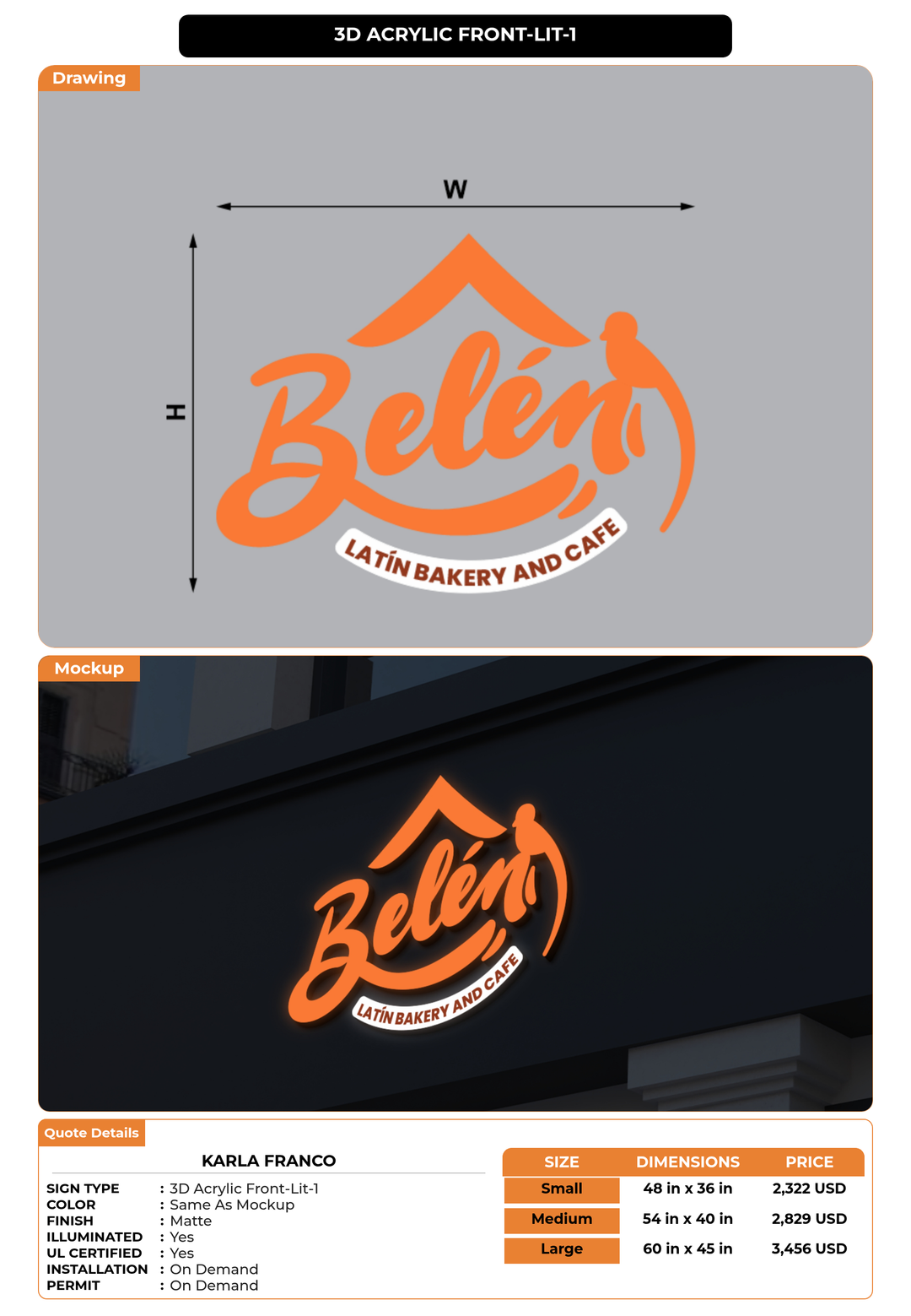 CUSTOM MOCKUP SIGN FOR Karla Franco
