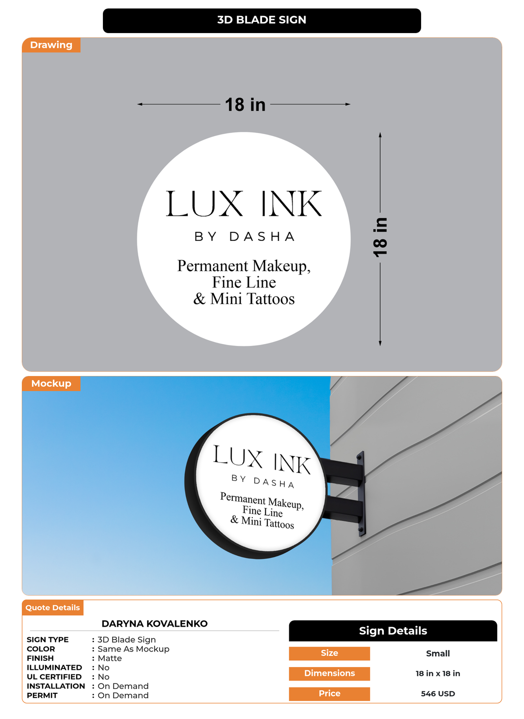 CUSTOM MOCKUP SIGN FOR Daryna Kovalenko