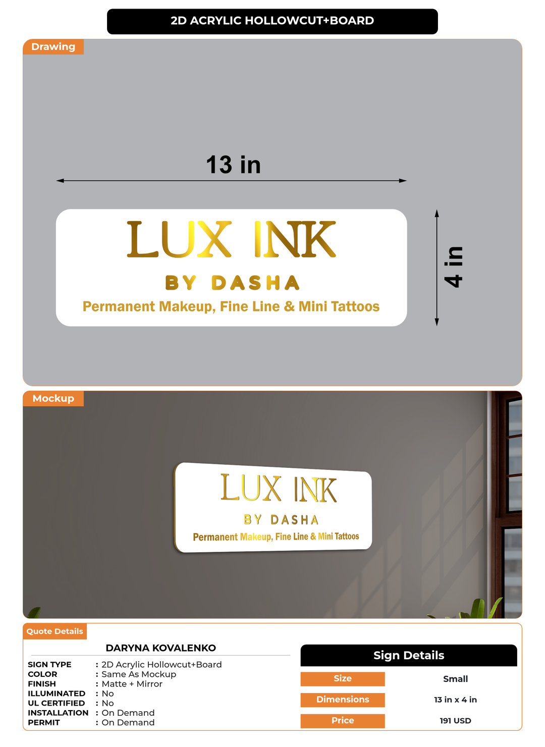 CUSTOM MOCKUP SIGN FOR Daryna Kovalenko