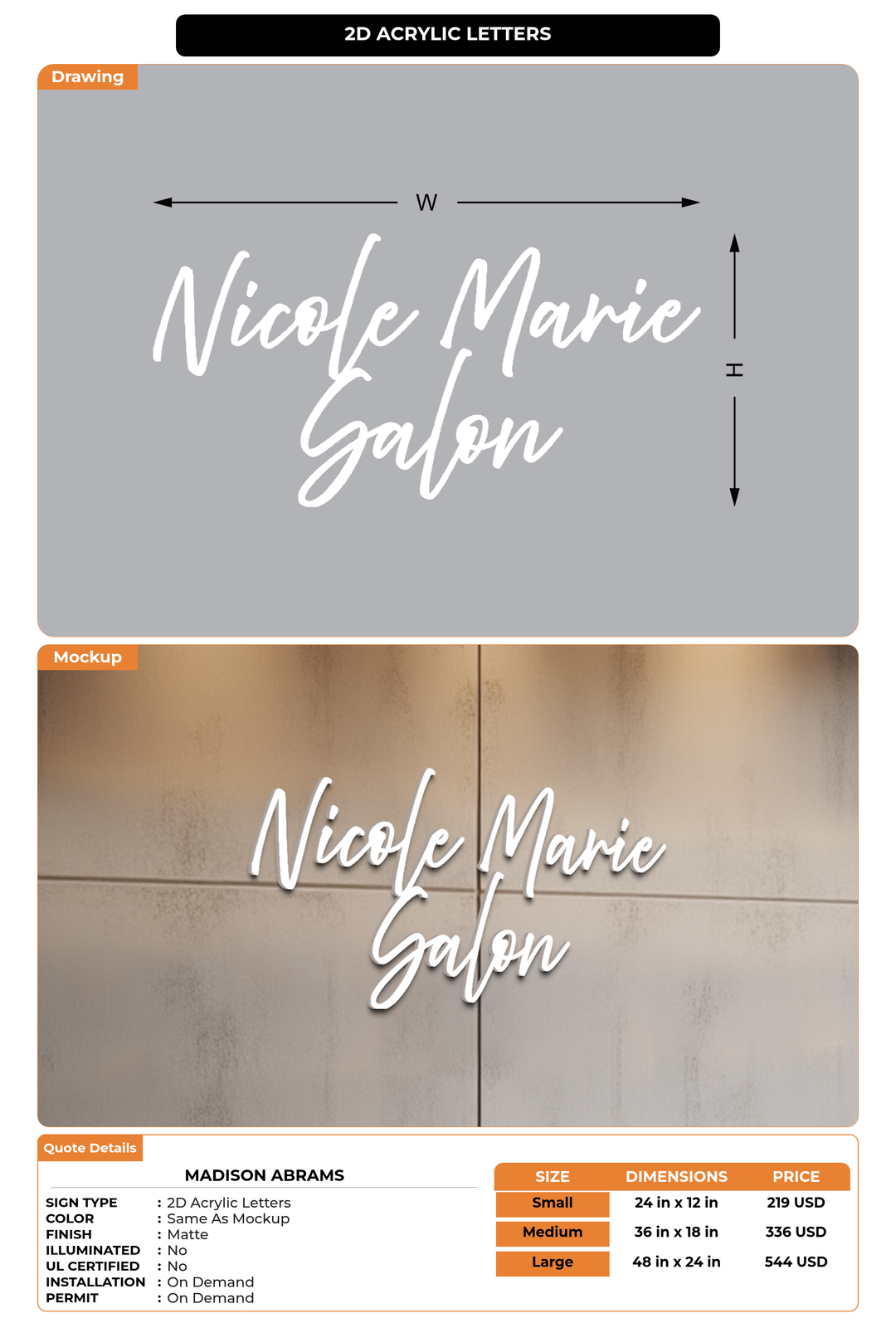 CUSTOM MOCKUP SIGN FOR Madison Abrams