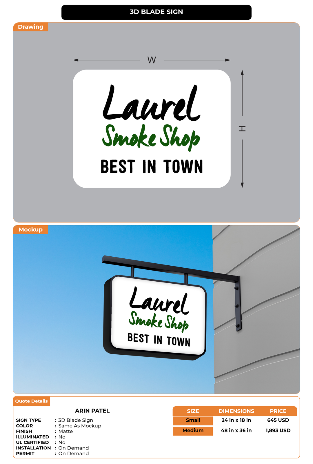CUSTOM MOCKUP SIGN FOR Arin Patel