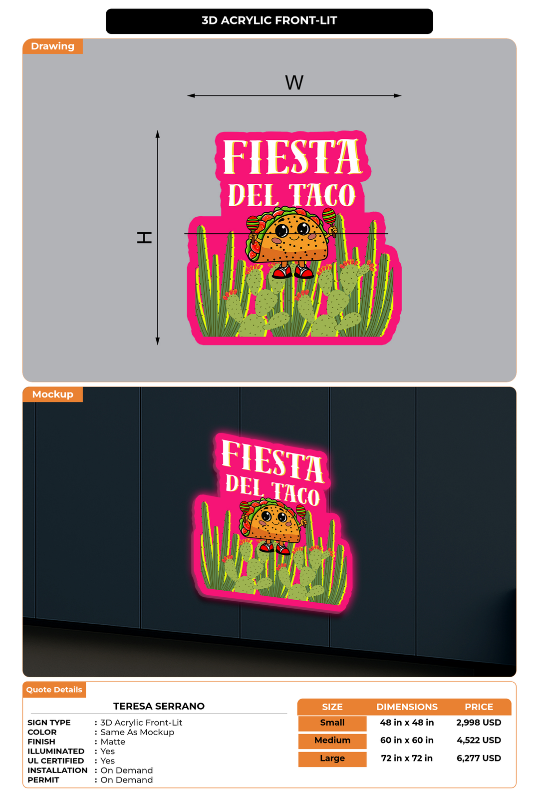 CUSTOM MOCKUP SIGN FOR Teresa Serrano