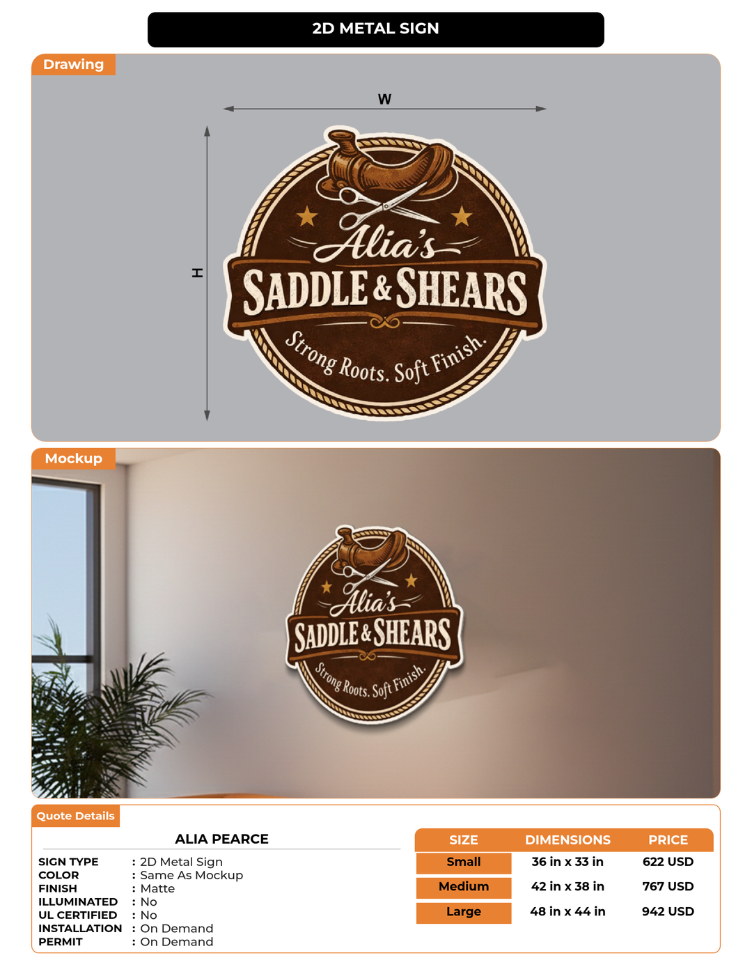 CUSTOM MOCKUP SIGN FOR Alia Pearce