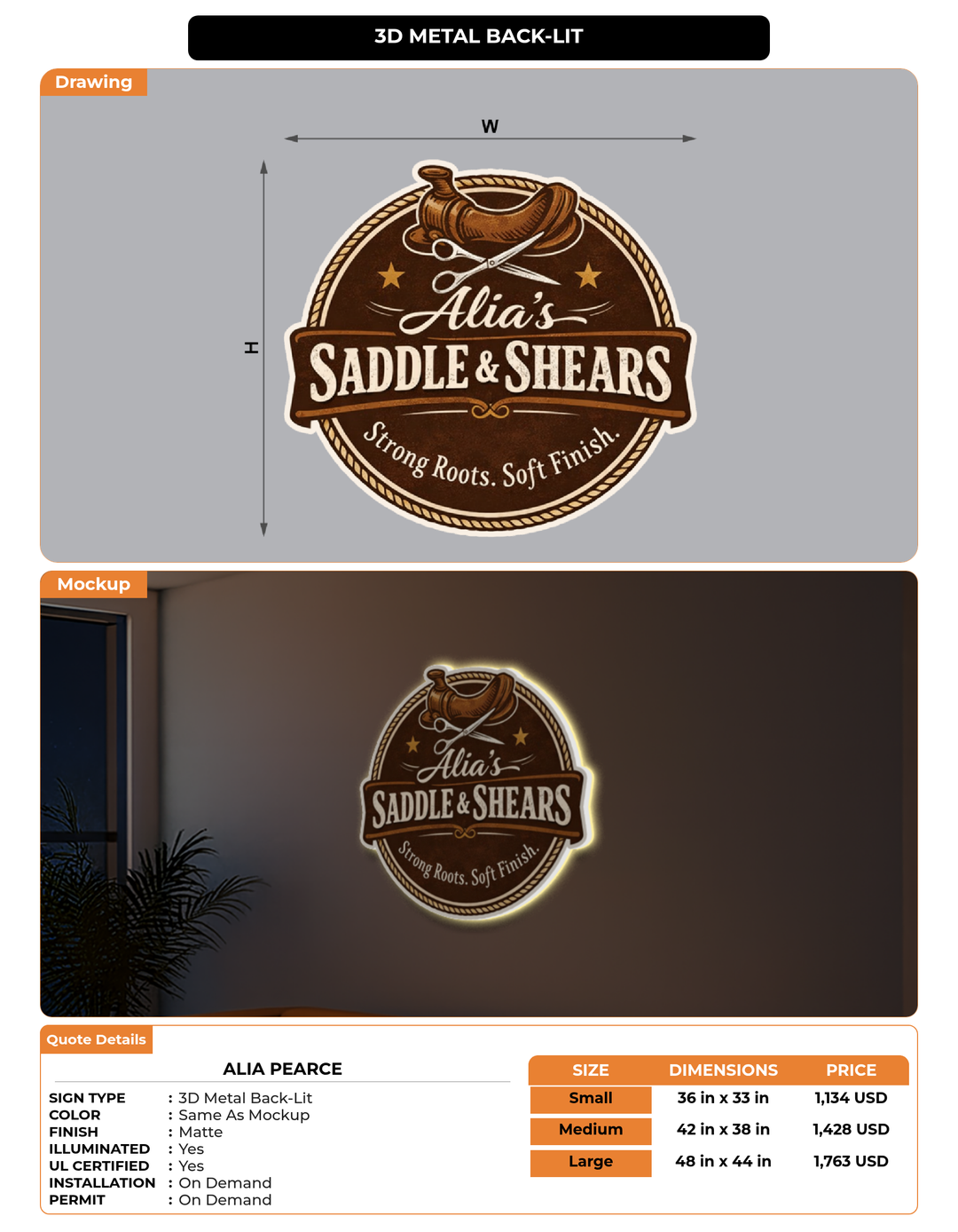 CUSTOM MOCKUP SIGN FOR Alia Pearce