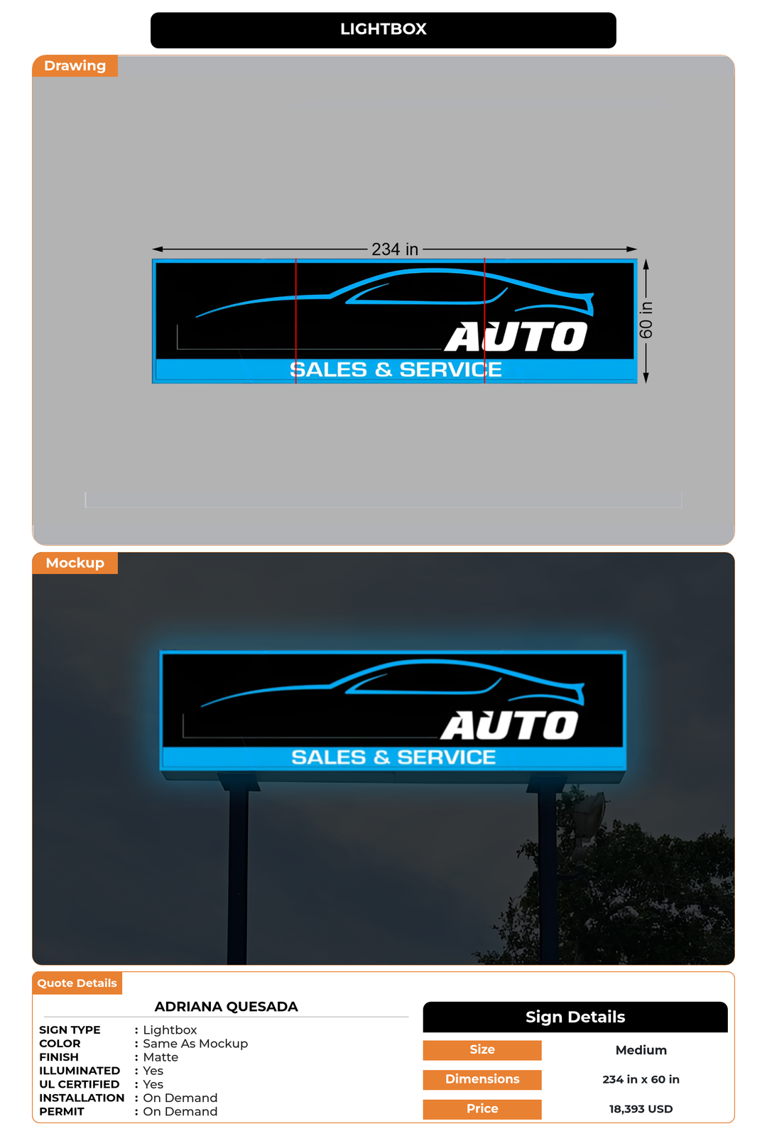 CUSTOM MOCKUP SIGN FOR Adriana Quesada