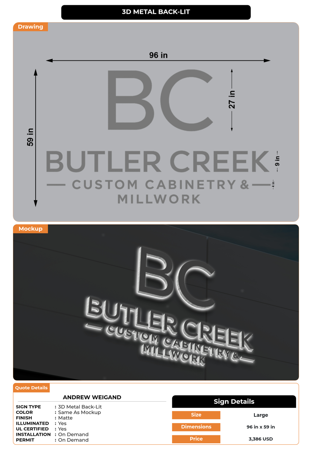 CUSTOM MOCKUP SIGN FOR Andrew Weigand