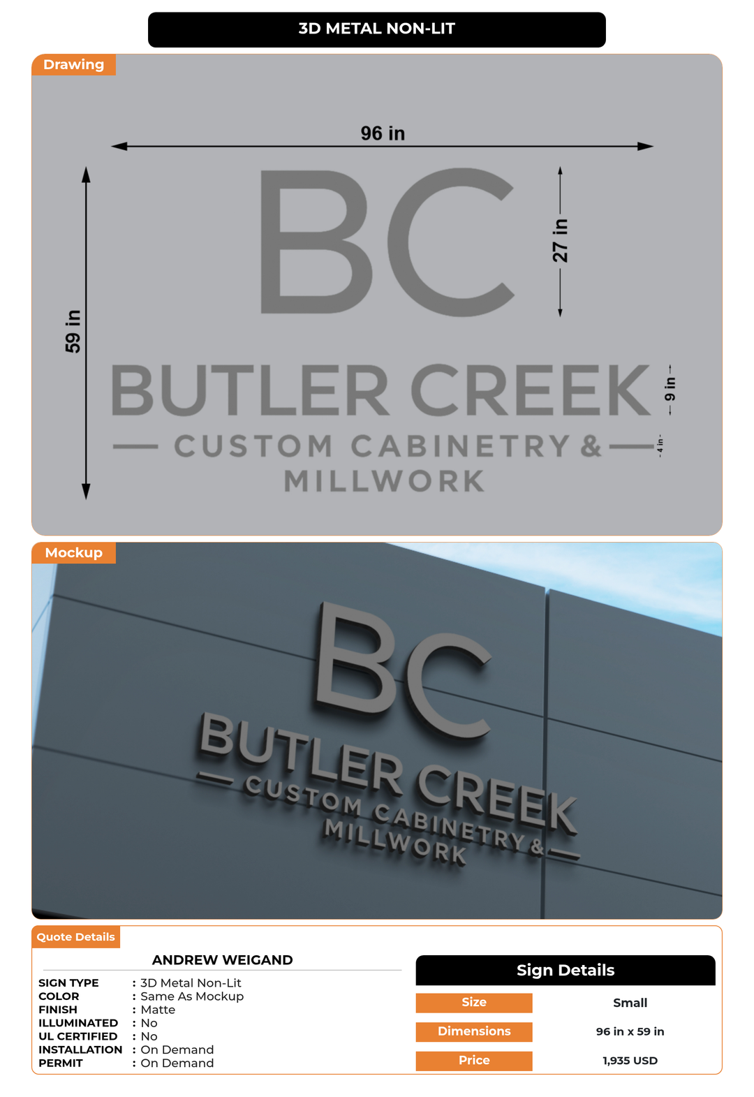 CUSTOM MOCKUP SIGN FOR Andrew Weigand