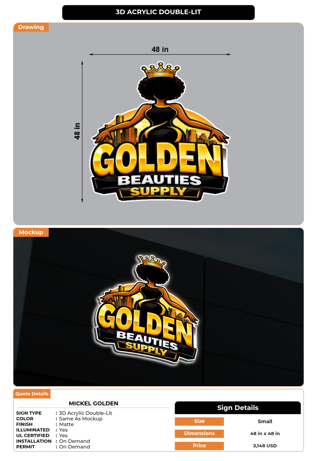 CUSTOM MOCKUP SIGN FOR Mickel golden