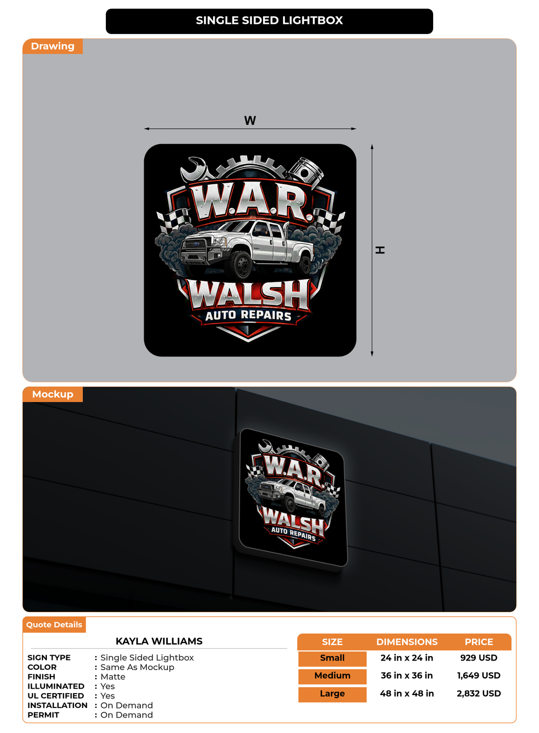 CUSTOM MOCKUP SIGN FOR Kayla Williams