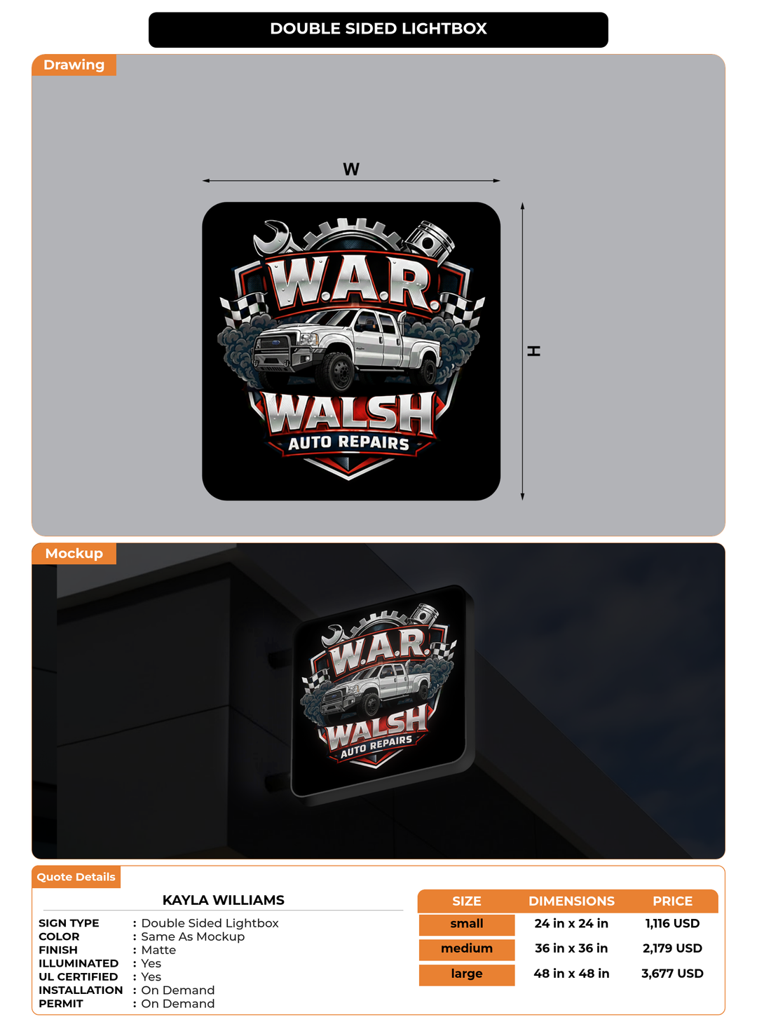 CUSTOM MOCKUP SIGN FOR Kayla Williams