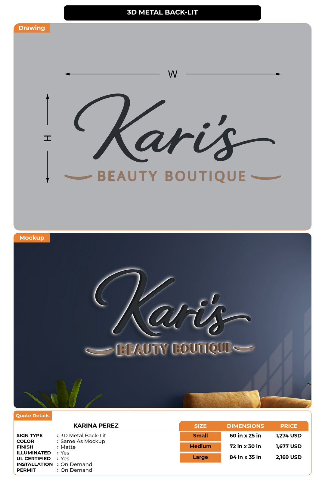CUSTOM MOCKUP SIGN FOR Karina perez