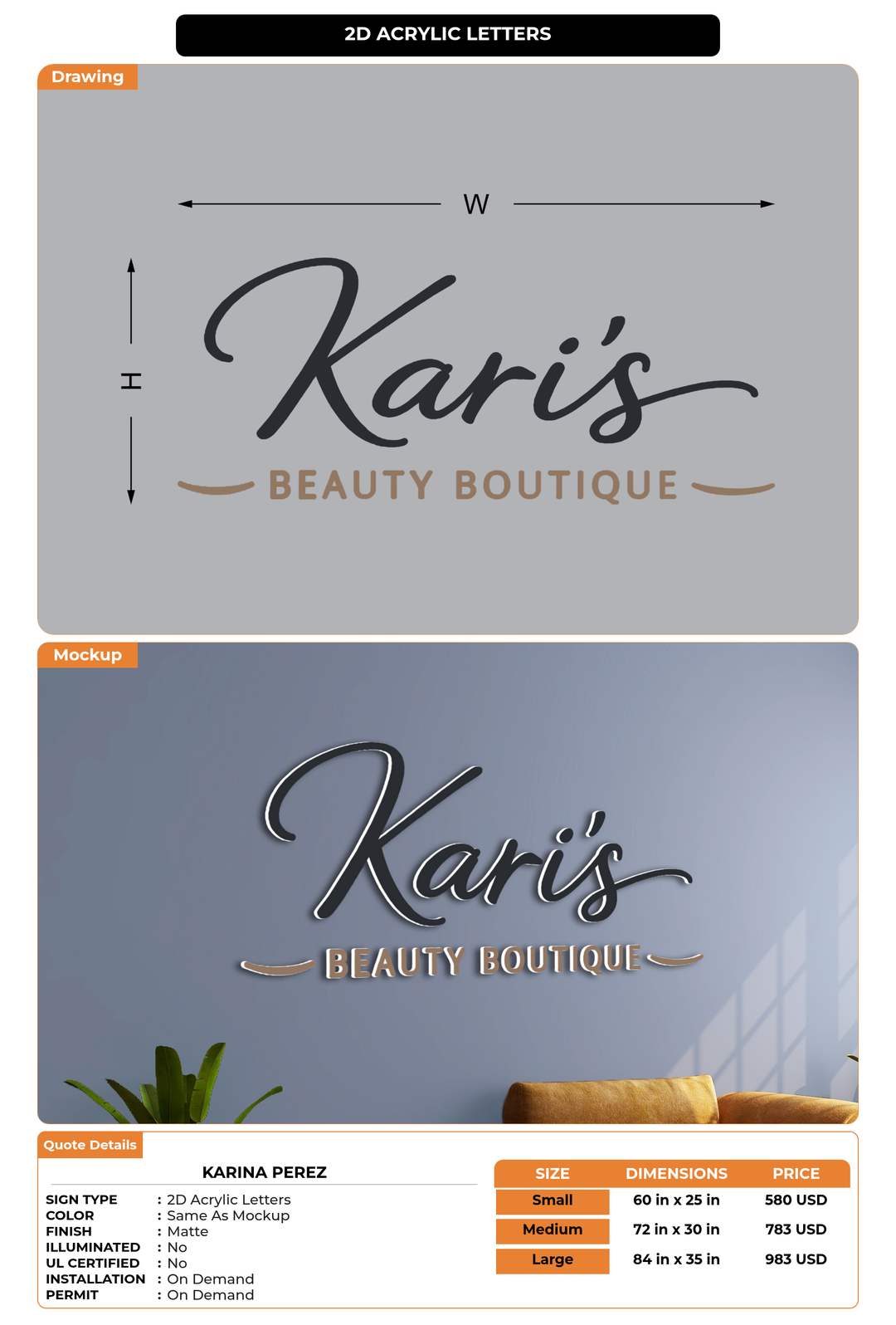 CUSTOM MOCKUP SIGN FOR Karina perez