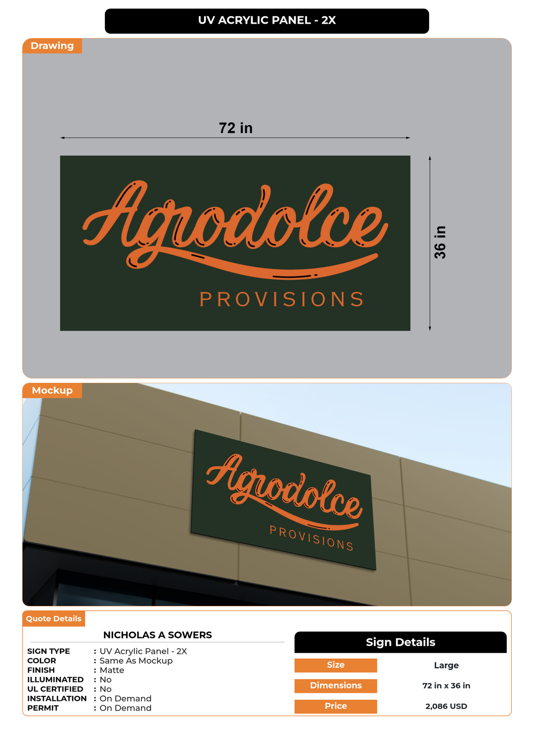 CUSTOM MOCKUP SIGN FOR Nicholas A Sowers