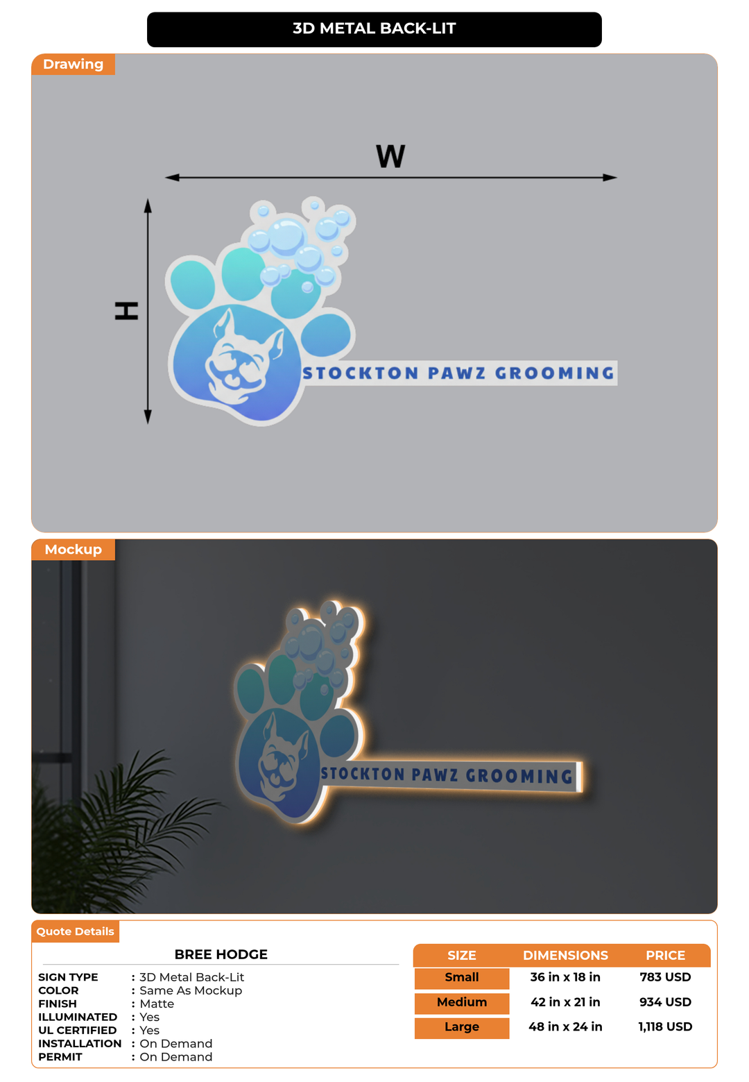 CUSTOM MOCKUP SIGN FOR Bree Hodge