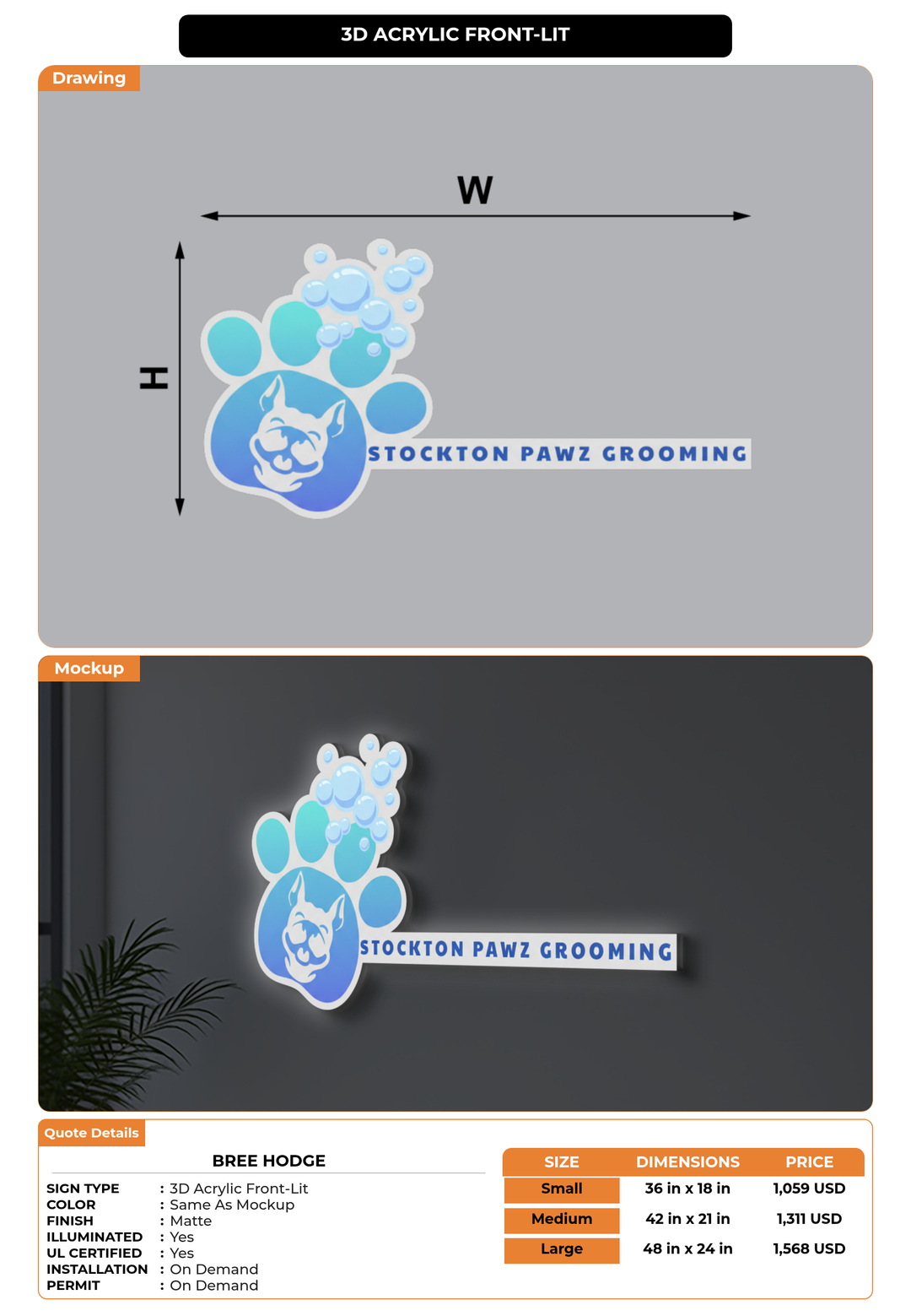CUSTOM MOCKUP SIGN FOR Bree Hodge