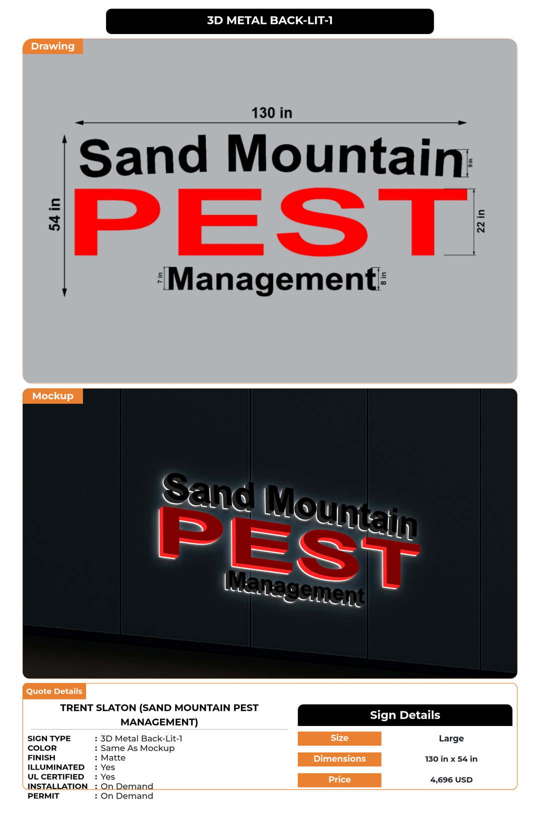 CUSTOM MOCKUP SIGN FOR Trent Slaton (Sand Mountain Pest Management)