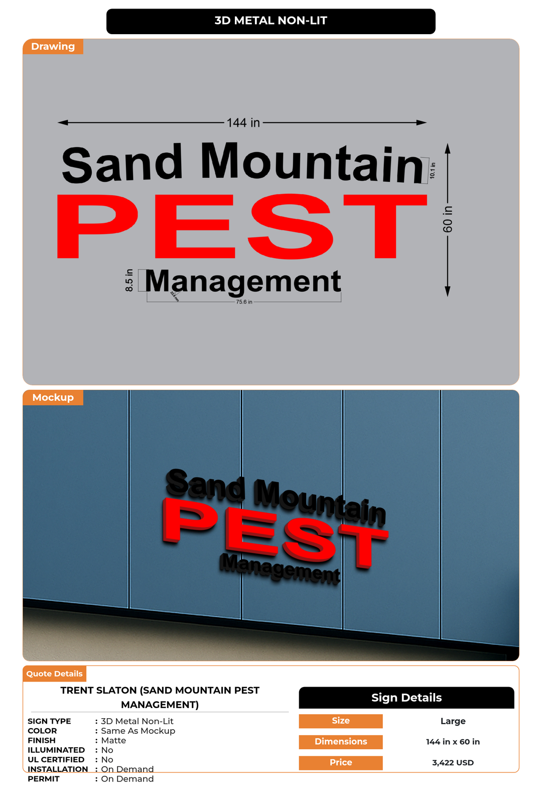 CUSTOM MOCKUP SIGN FOR Trent Slaton (Sand Mountain Pest Management)