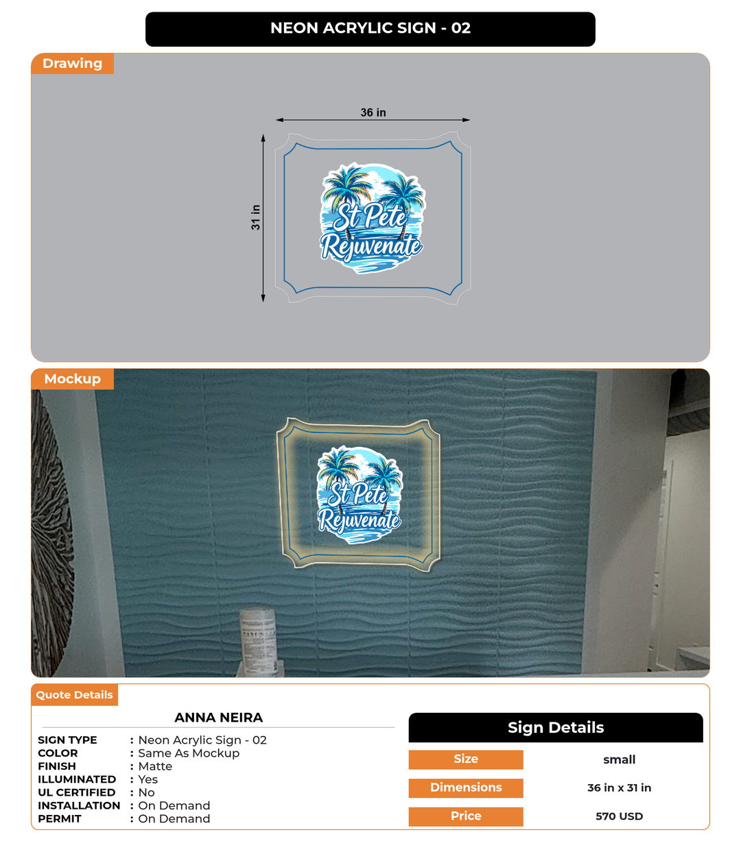 CUSTOM MOCKUP SIGN FOR ANNA NEIRA