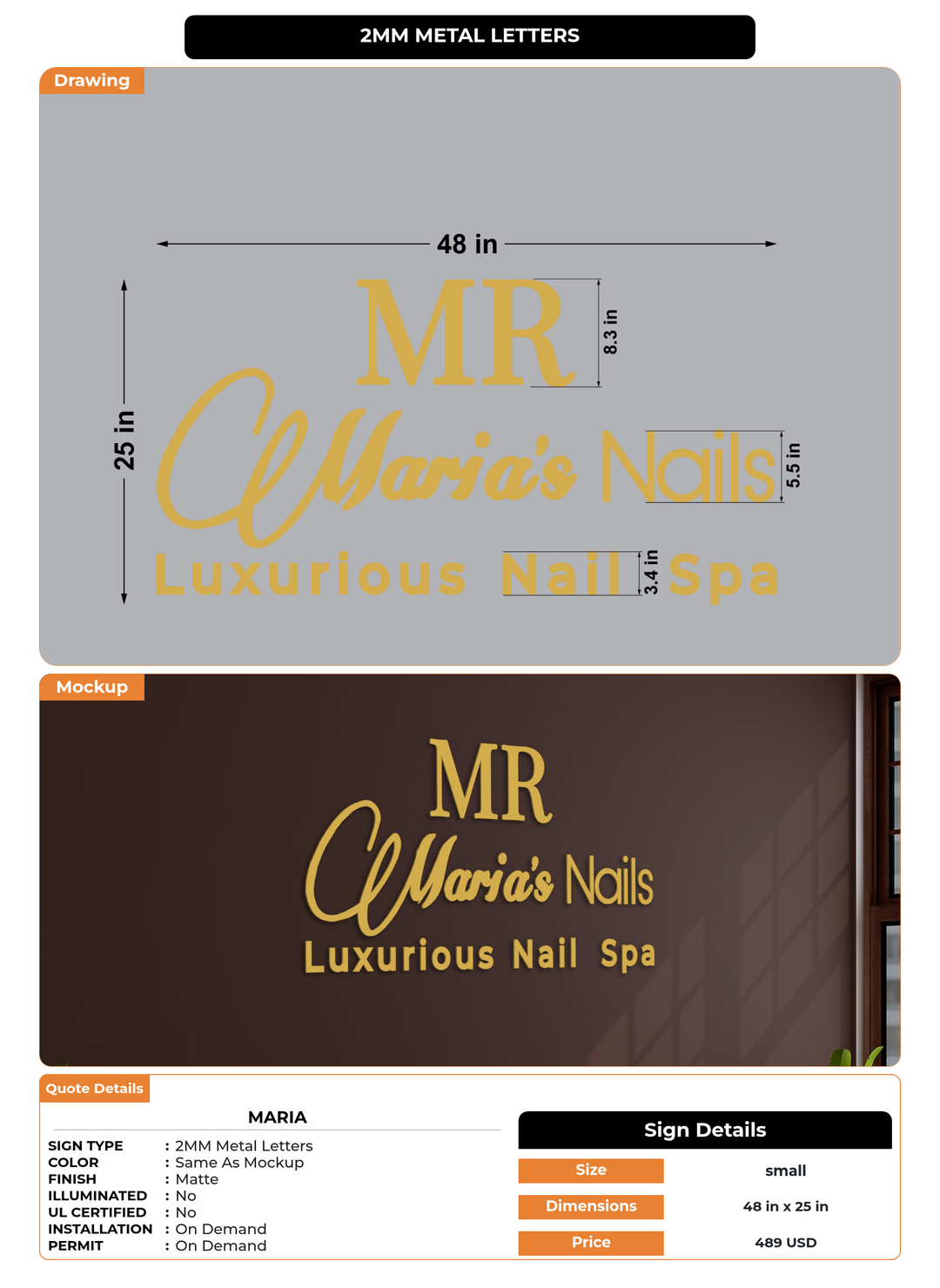 CUSTOM MOCKUP SIGN FOR Maria