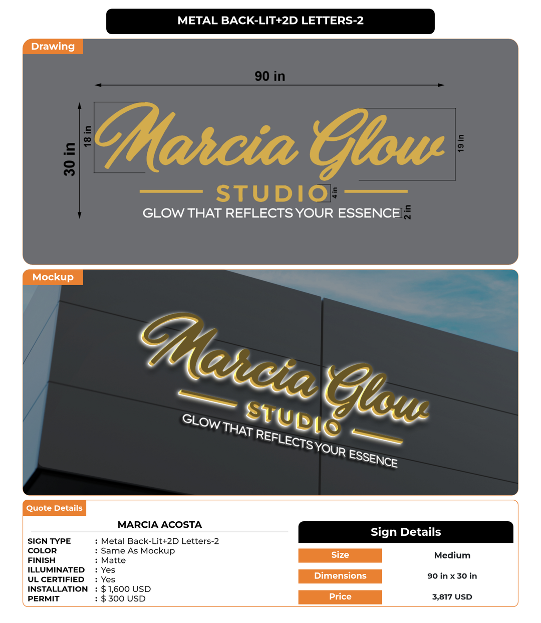 CUSTOM MOCKUP SIGN FOR Marcia Acosta