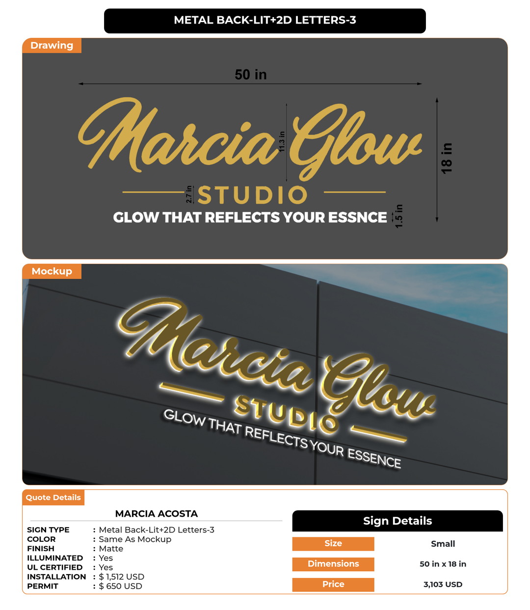 CUSTOM MOCKUP SIGN FOR Marcia Acosta