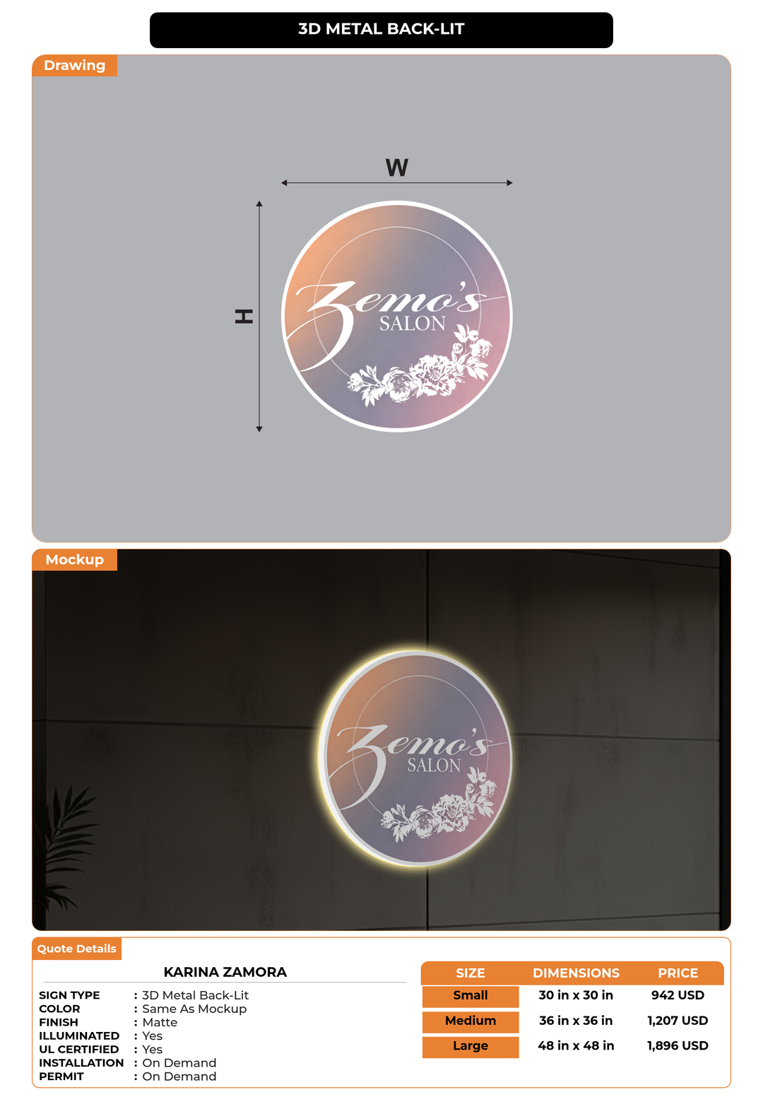 CUSTOM MOCKUP SIGN FOR Karina Zamora