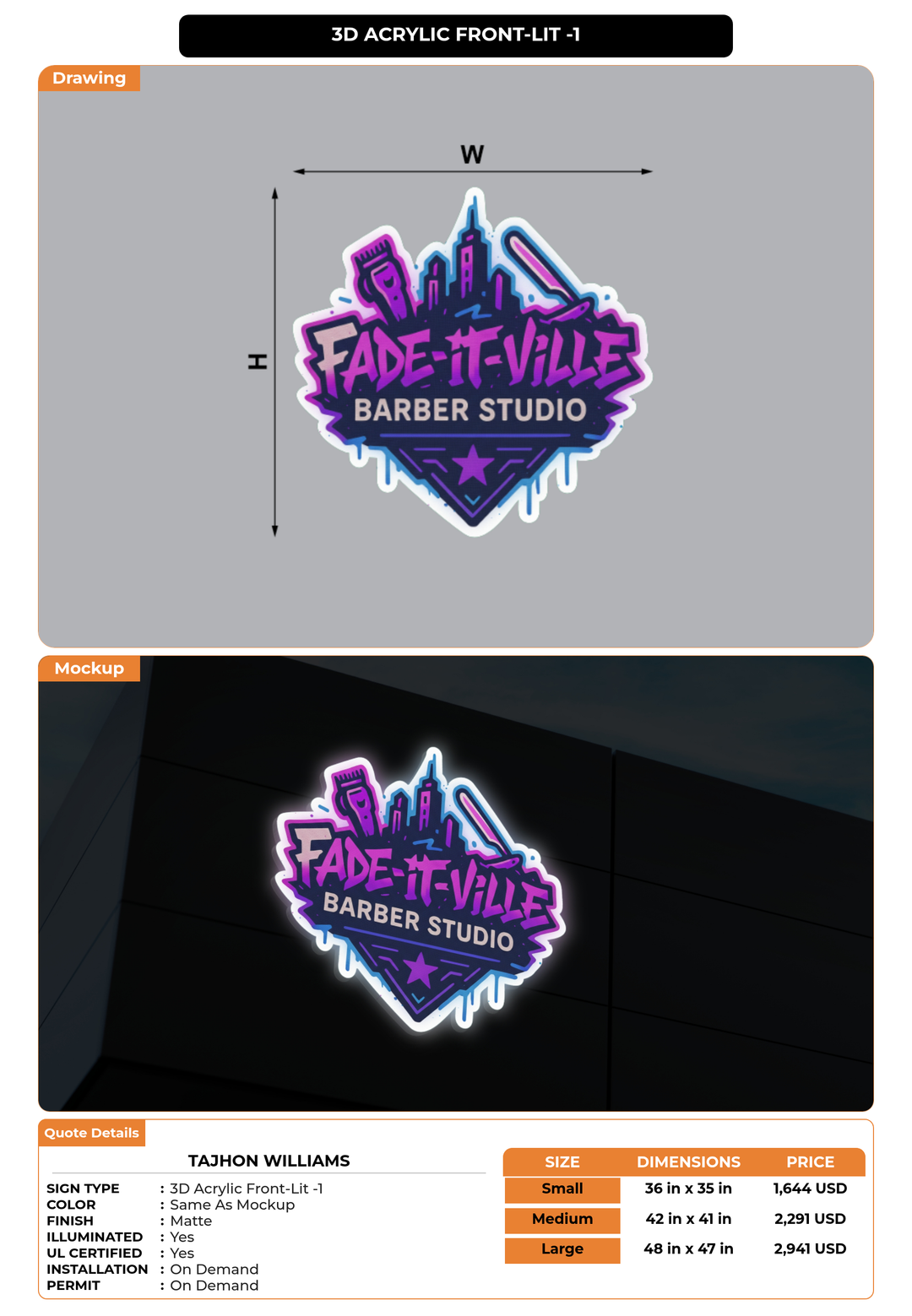 CUSTOM MOCKUP SIGN FOR Tajhon williams