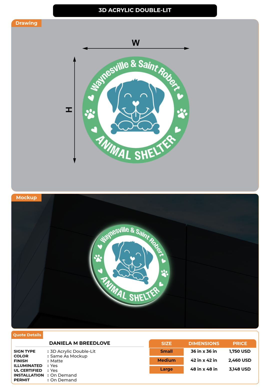 CUSTOM MOCKUP SIGN FOR Daniela M Breedlove