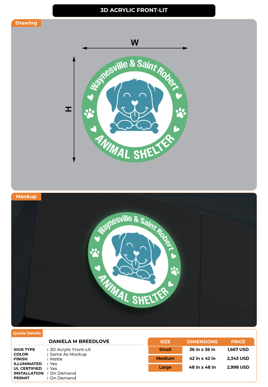 CUSTOM MOCKUP SIGN FOR Daniela M Breedlove