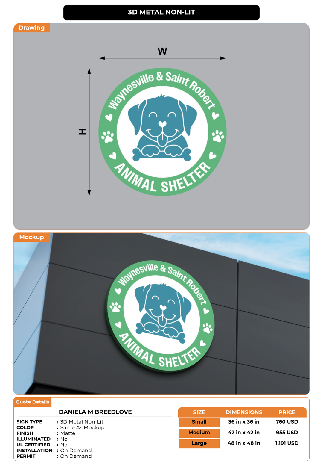 CUSTOM MOCKUP SIGN FOR Daniela M Breedlove