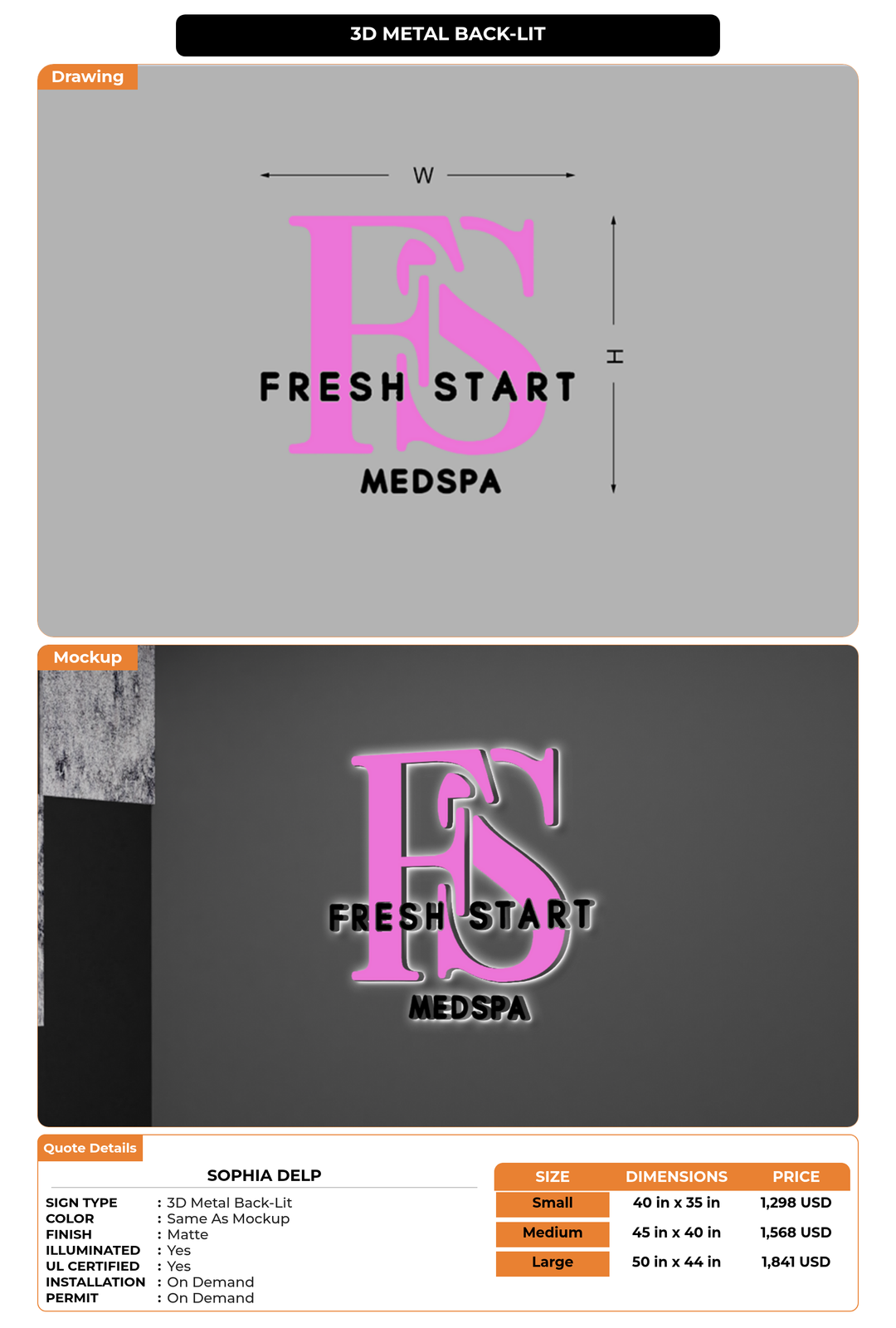 CUSTOM MOCKUP SIGN FOR Sophia Delp