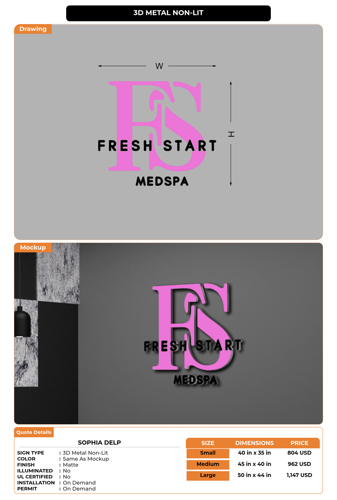 CUSTOM MOCKUP SIGN FOR Sophia Delp
