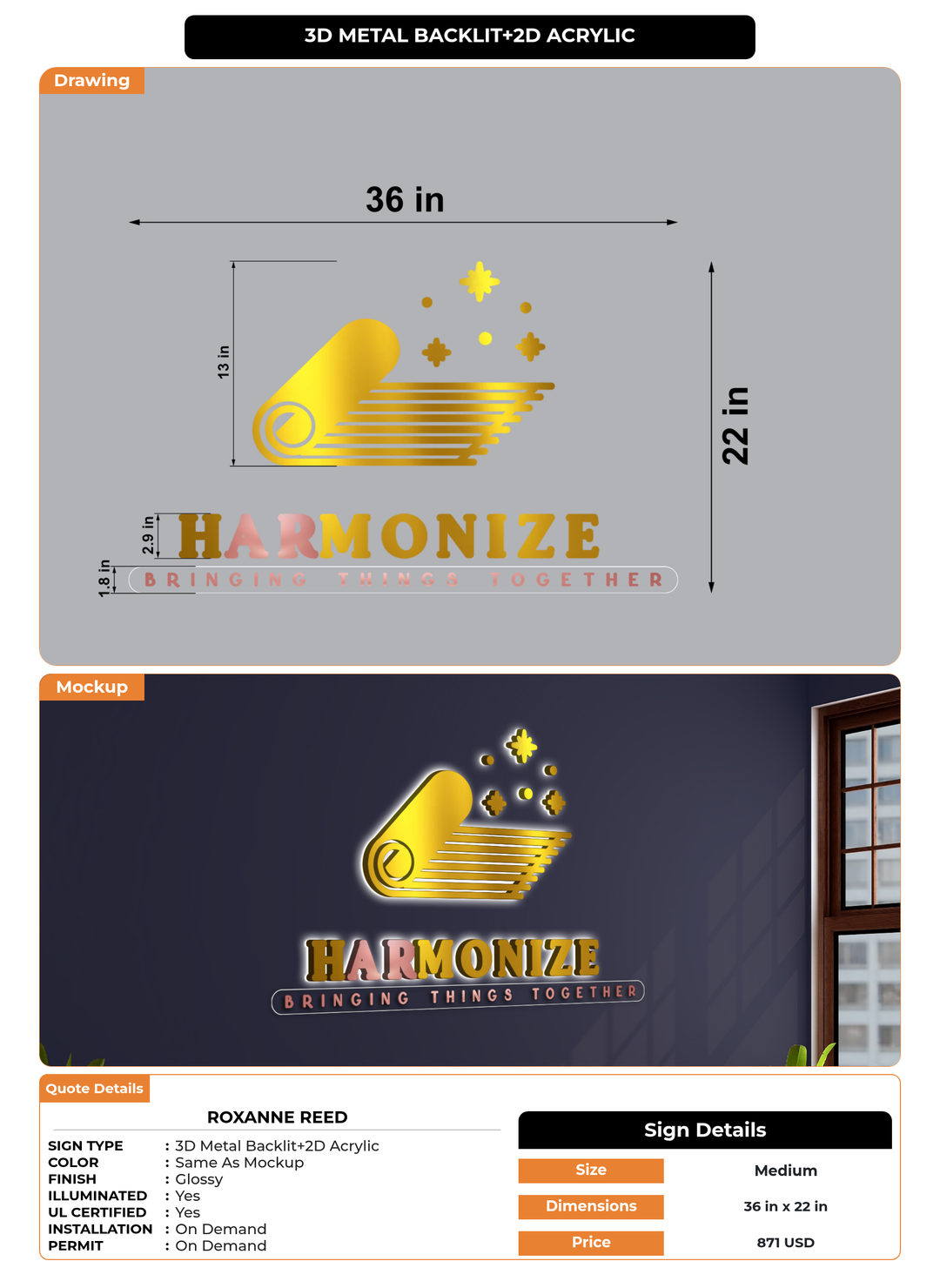 CUSTOM MOCKUP SIGN FOR Roxanne Reed