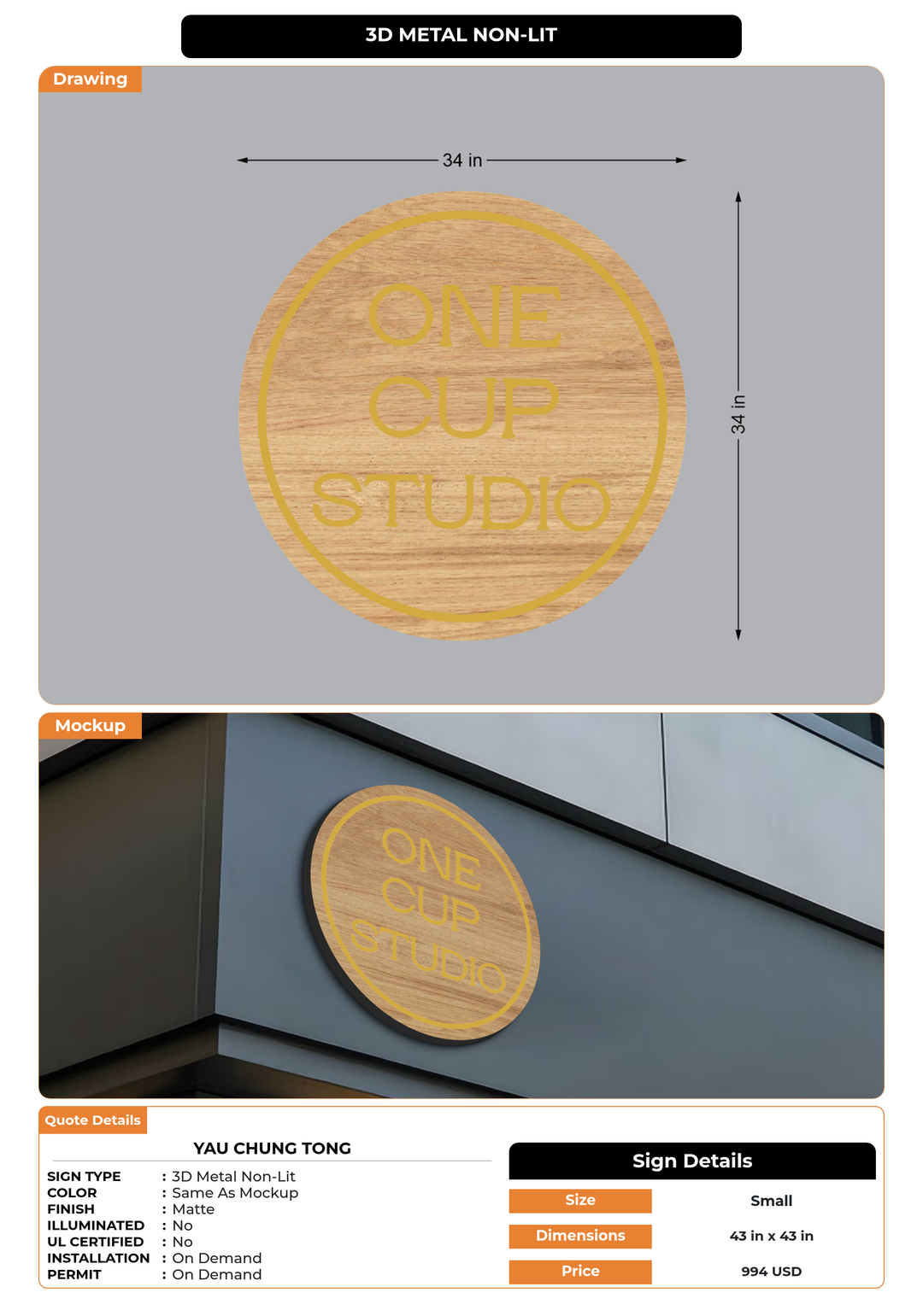 CUSTOM MOCKUP SIGN FOR Yau Chung Tong