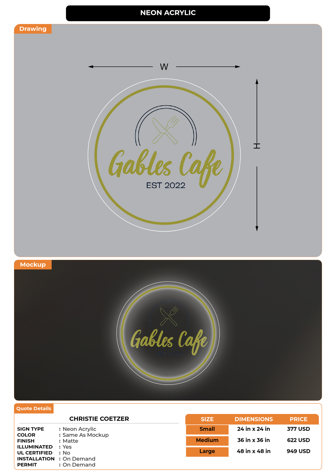 CUSTOM MOCKUP SIGN FOR Christie Coetzer