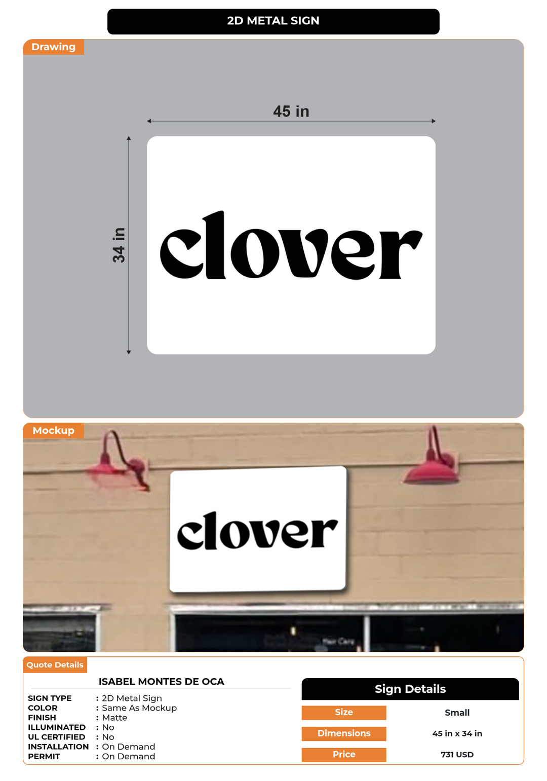 CUSTOM MOCKUP SIGN FOR Isabel Montes de Oca