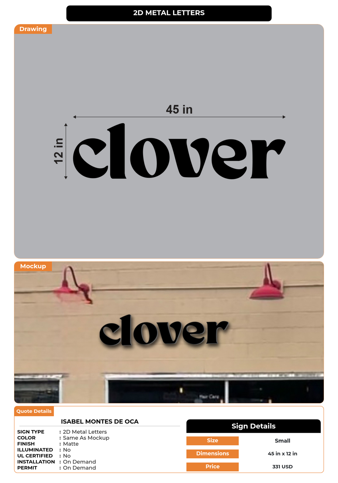 CUSTOM MOCKUP SIGN FOR Isabel Montes de Oca