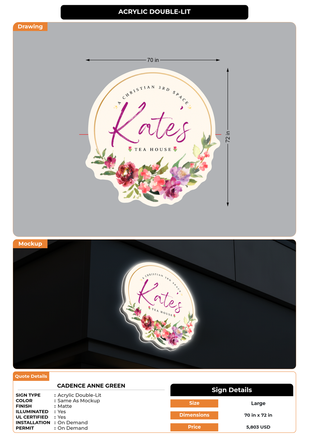 CUSTOM MOCKUP SIGN FOR Cadence Anne Green