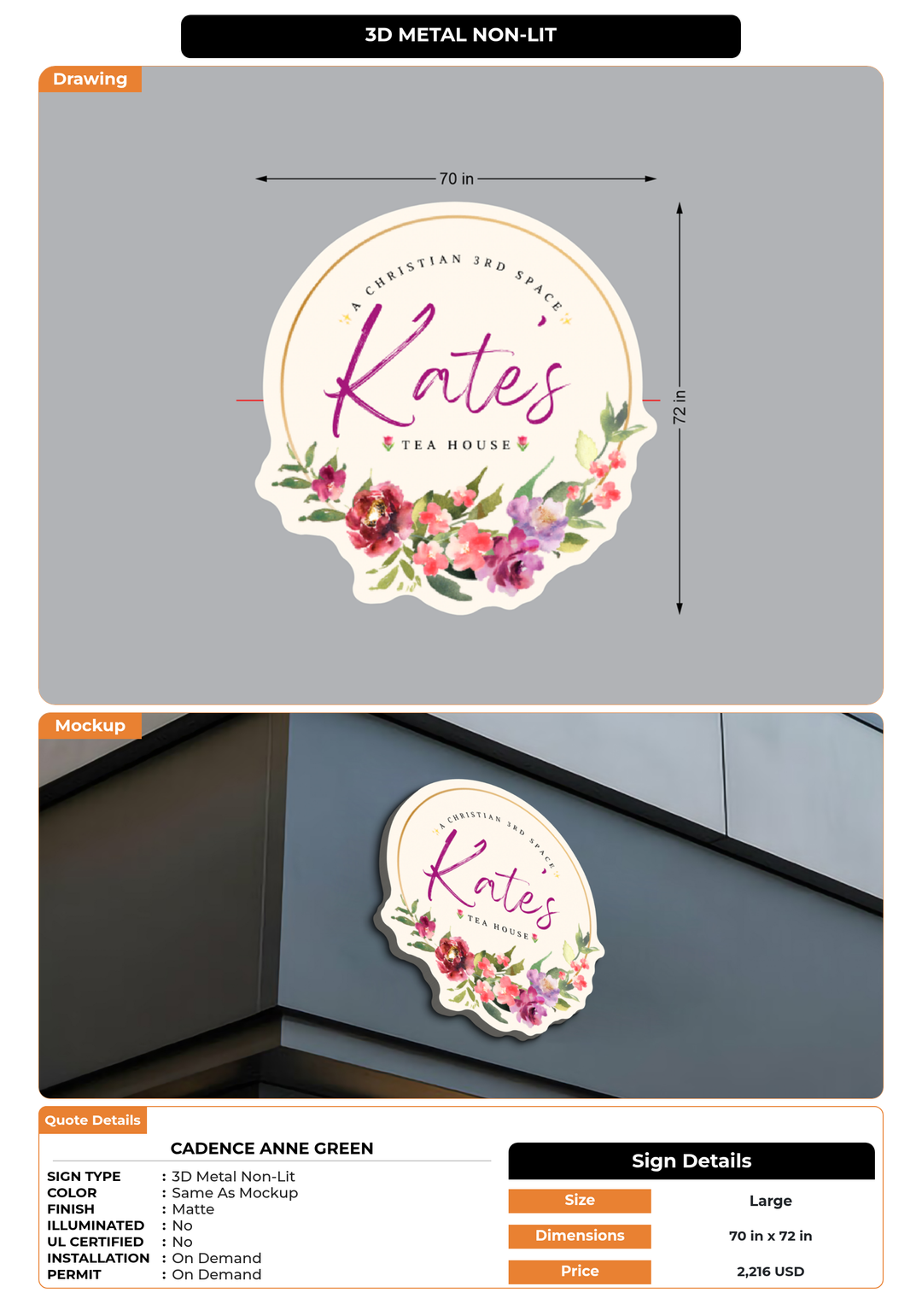 CUSTOM MOCKUP SIGN FOR Cadence Anne Green