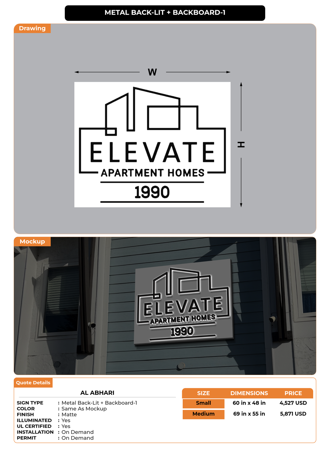 CUSTOM MOCKUP SIGN FOR Al Abhari