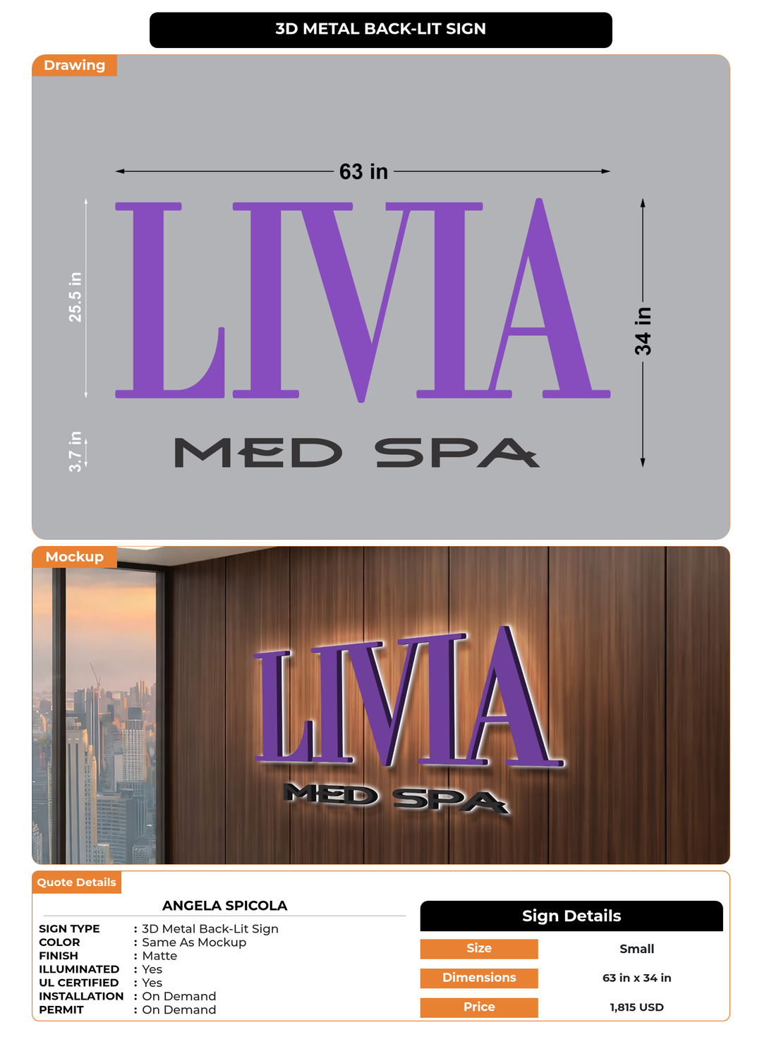 CUSTOM MOCKUP SIGN FOR Angela Spicola