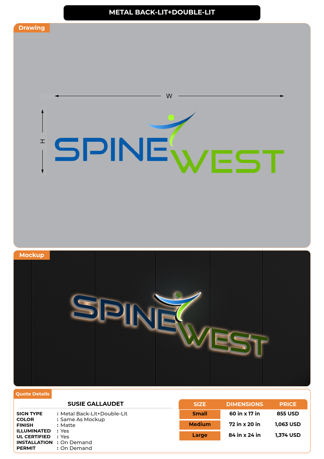CUSTOM MOCKUP SIGN FOR Susie Gallaudet