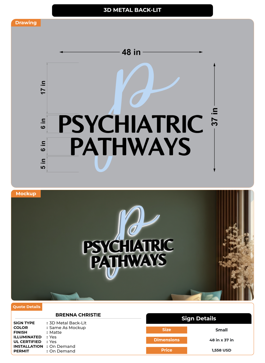 CUSTOM MOCKUP SIGN FOR Brenna Christie