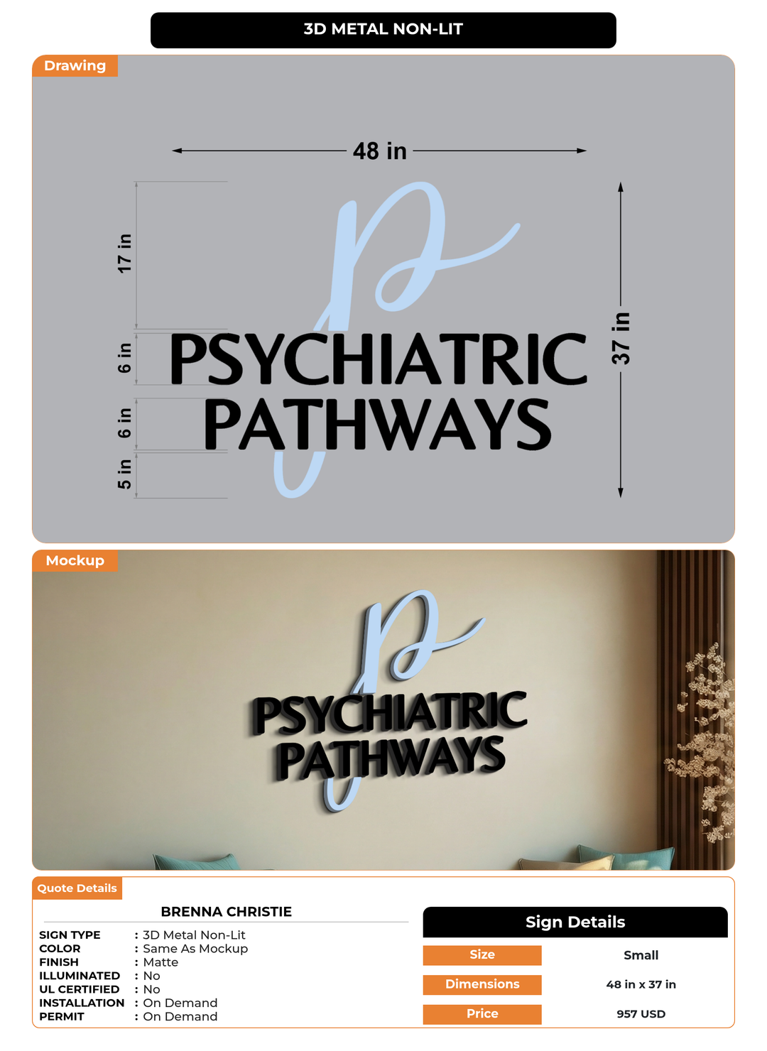 CUSTOM MOCKUP SIGN FOR Brenna Christie