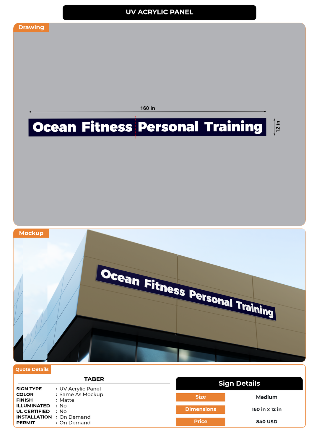 CUSTOM MOCKUP SIGN FOR Taber